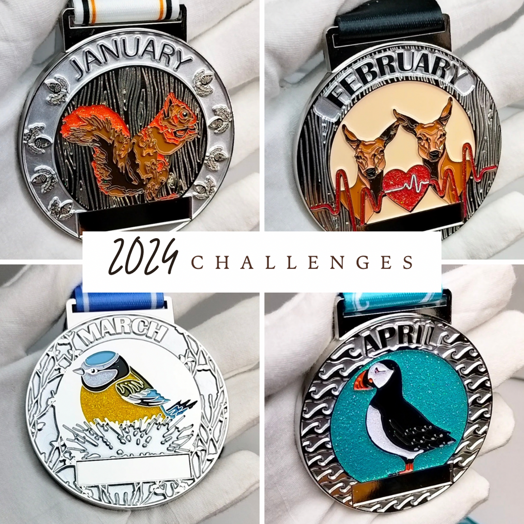 2024 MEDAL A MONTH Great British Wildlife Series - 5k to 400 miles choose your distance