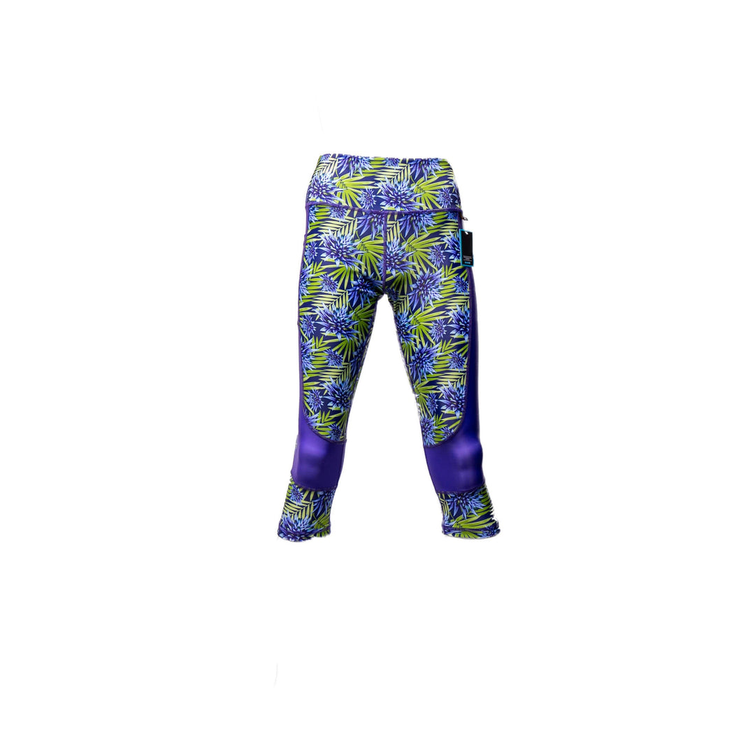 Fleur multi print purple Capri Leggings – Virtual Racing UK