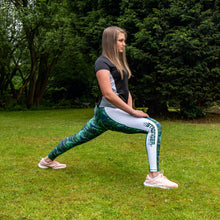 tropical green leafy palm leggings