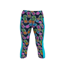 funky pineapple glow capri  leggings