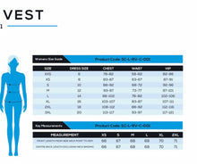 size chart ladies running vest TEAMVRUK