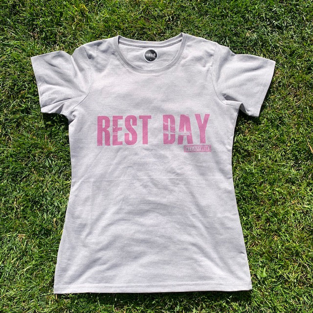 TeamVRUK Ladies Grey Rest Day Fitted Tee print